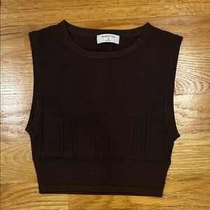 Babaton Dark Brown Textured Crop Top